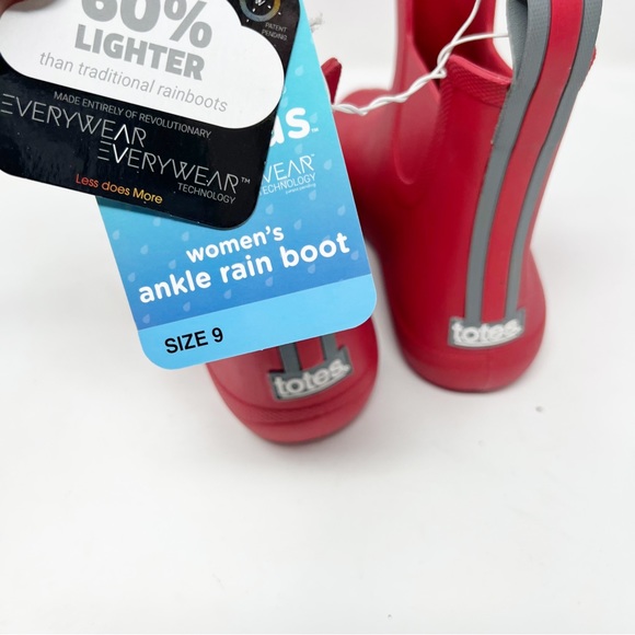😻NWT Totes Cirrus Waterproof Ankle Rain Boots Red - Picture 4 of 8